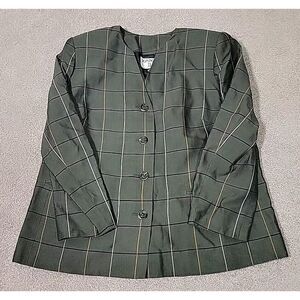 Kasper‎ II Women's Blazer 1pc Size 14 GREEN PLAID